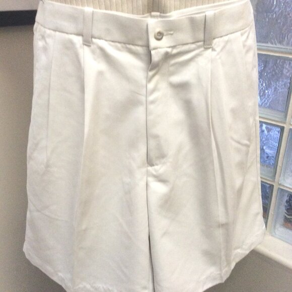 PERRY ELLIS Men's Dress Shorts Size 38 Ivory Casual, Golf Club, Resort Vacation - Picture 2 of 4
